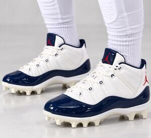 Nike Air Jordan 11 Retro Mid TD Football Cleats White Blue Men’s Size 14 NIB